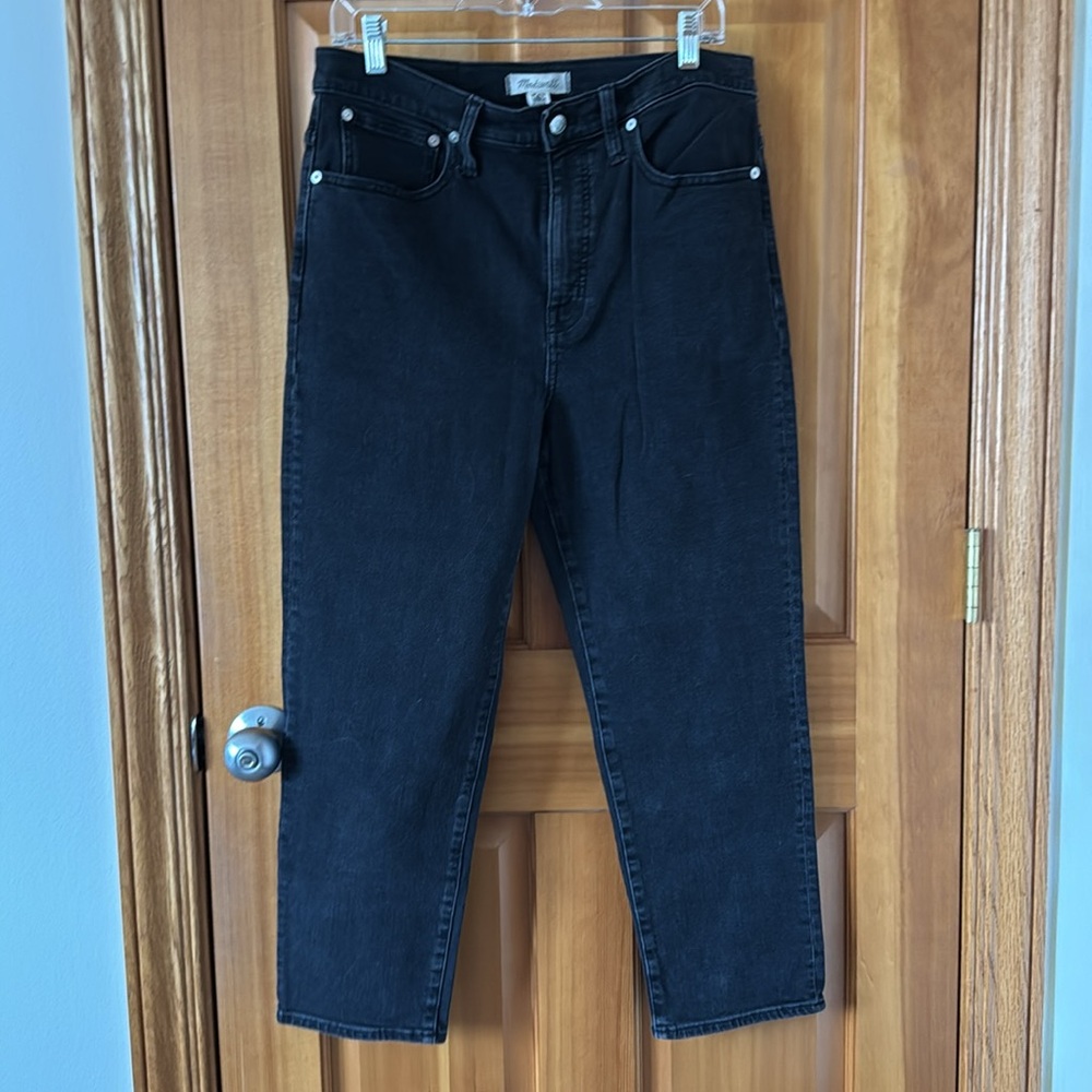 Madewell Classic High-Rise Straight Denim Jeans, 30x25”, LUNAR WASH BLACK (320)
